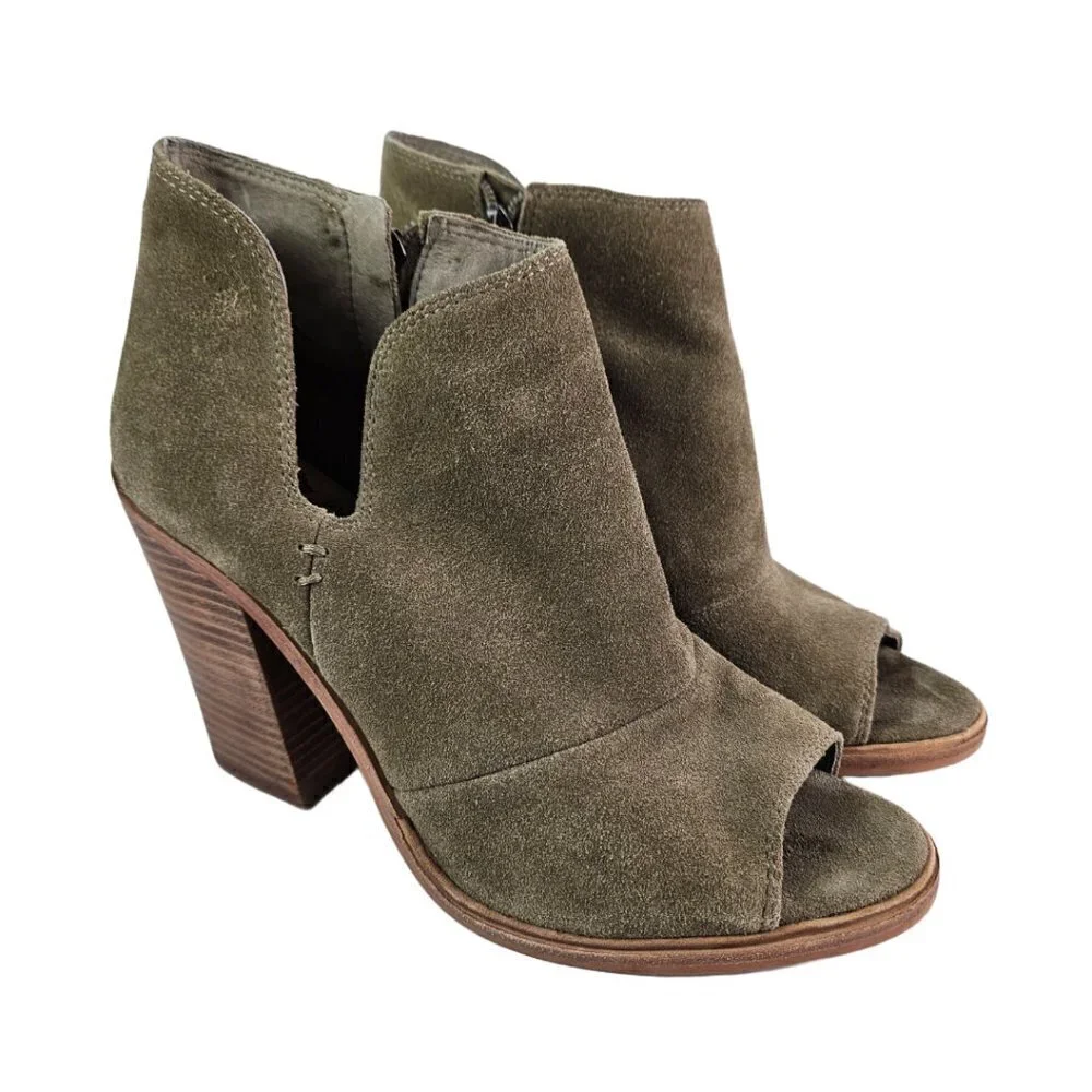 Vince Camuto Katleen Prairie Dust (Taupe) Suede Peep Toe Ankle Boot 8